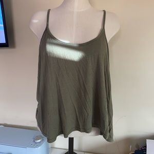 Womens Cropped Tank Top Green Boohoo brand Olive Green Size 16 Spaghetti Straps